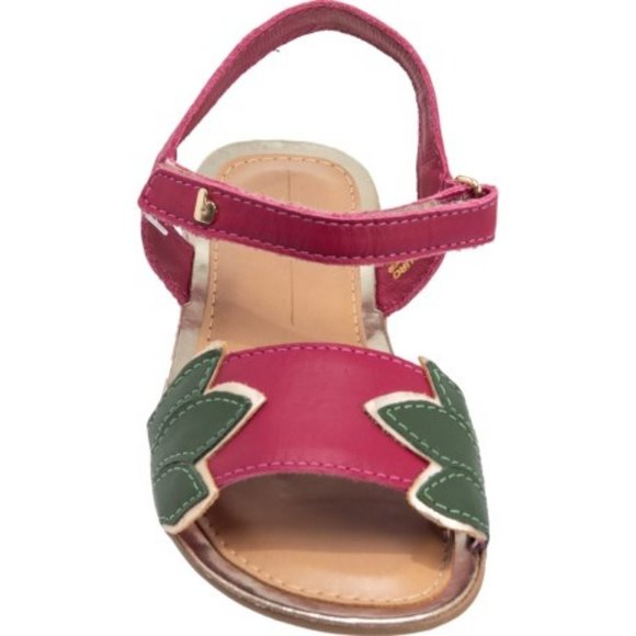 MISS BIBI Girls Pink Leather Sandals - Picture 2 of 3